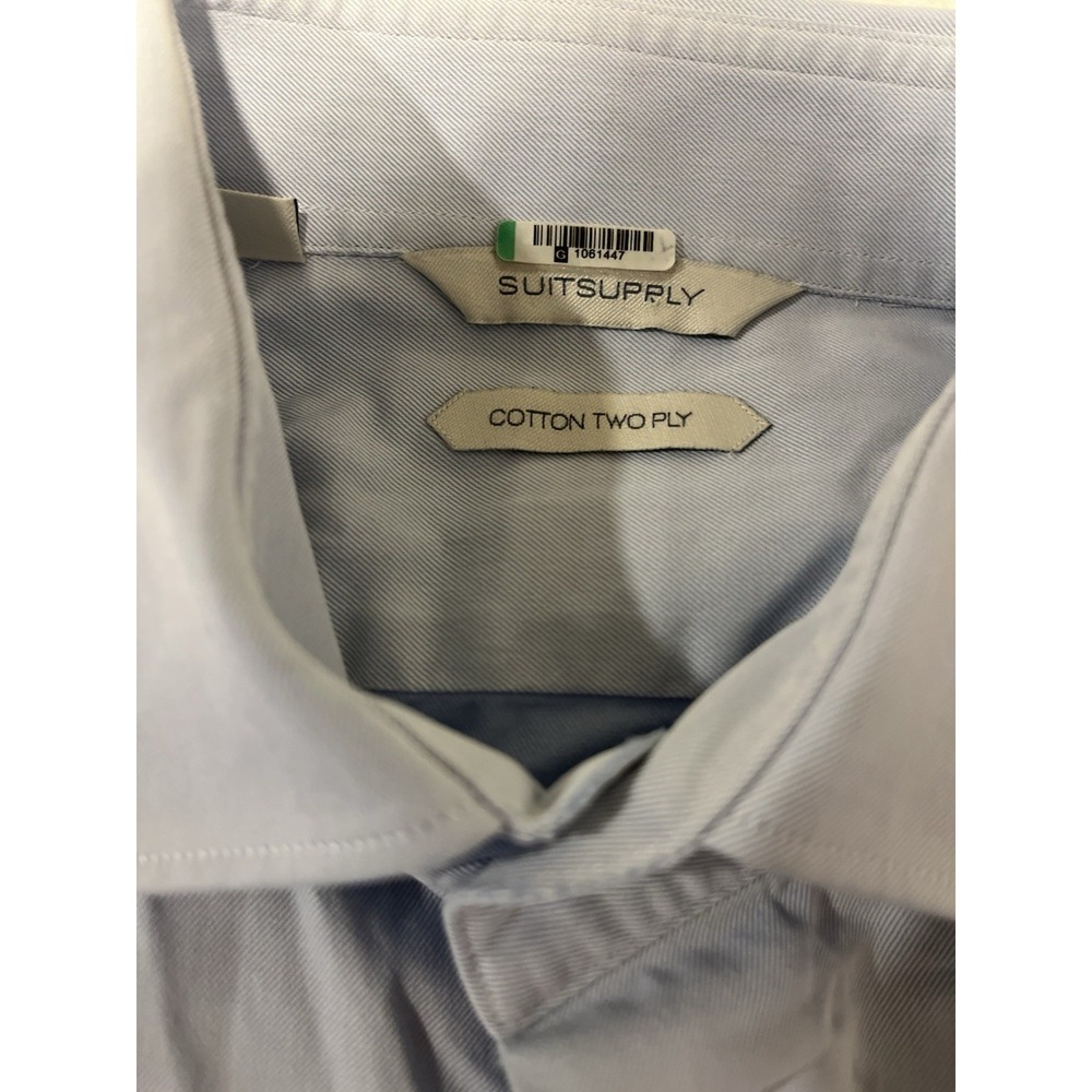 Suit Supply Cotton Two Ply Light Blue Dress Shirt Tessitura Monti Size 38 15 - Picture 2 of 8